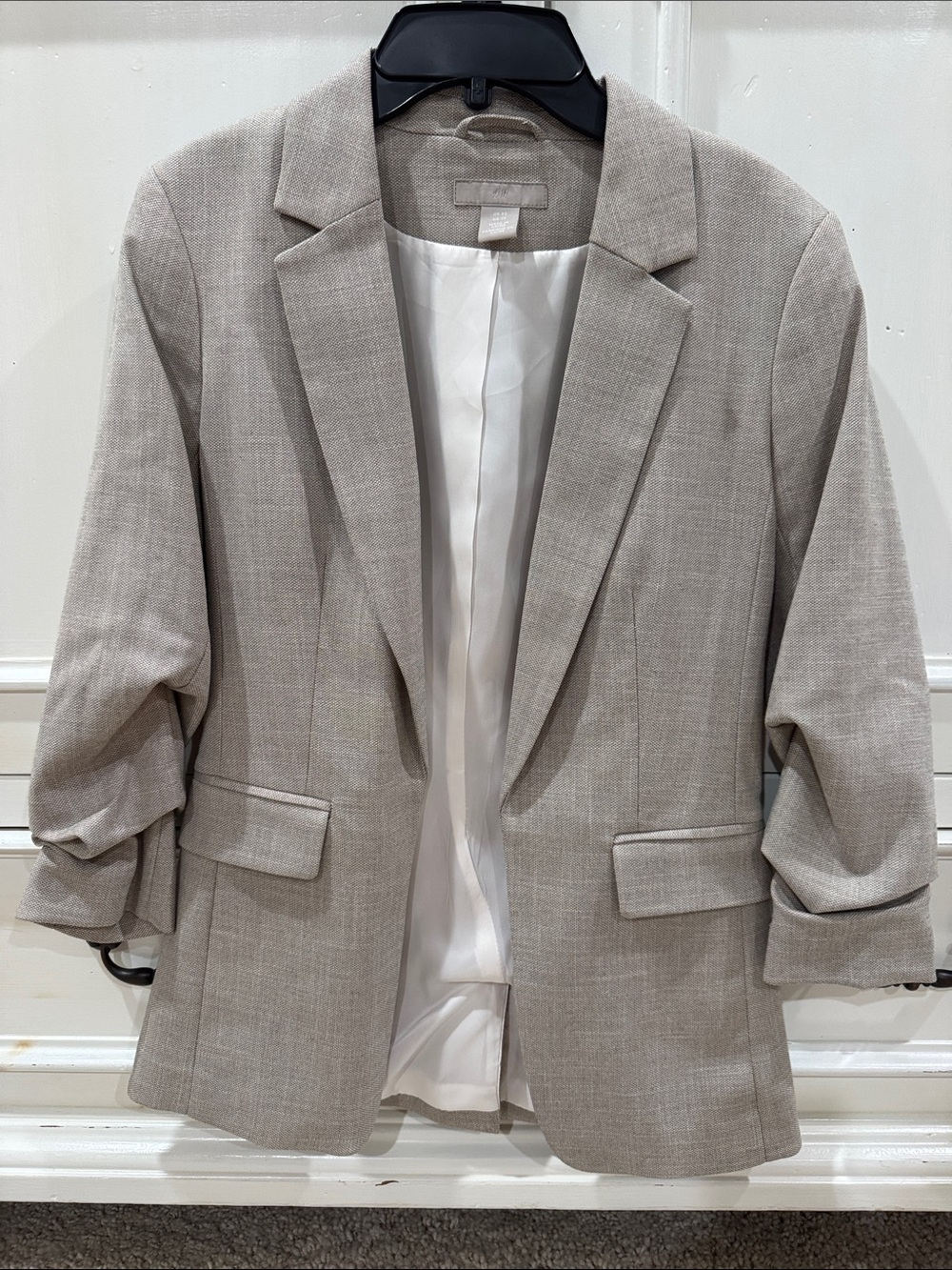 H&M Light Beige Women's Blazer - Tailored Open-Front